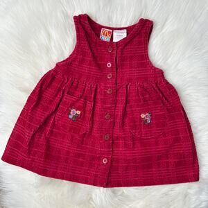 Mcdonalds Kids Vintage Dress Toddler Baby Size 12M Red Corduroy Christmas Winter